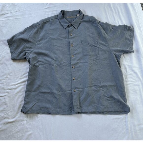 Men's Caribbean Textured Button Down Shirt Lot Size 4XB, Peach/Blue - Picture 2 of 11